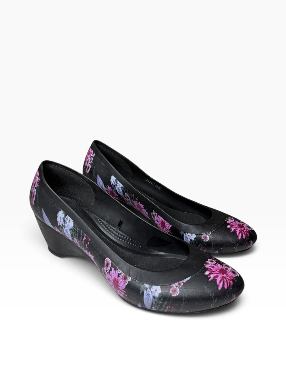 Crocs Women’s Dual Comfort Lina Wedge Pump Floral Black Size 9